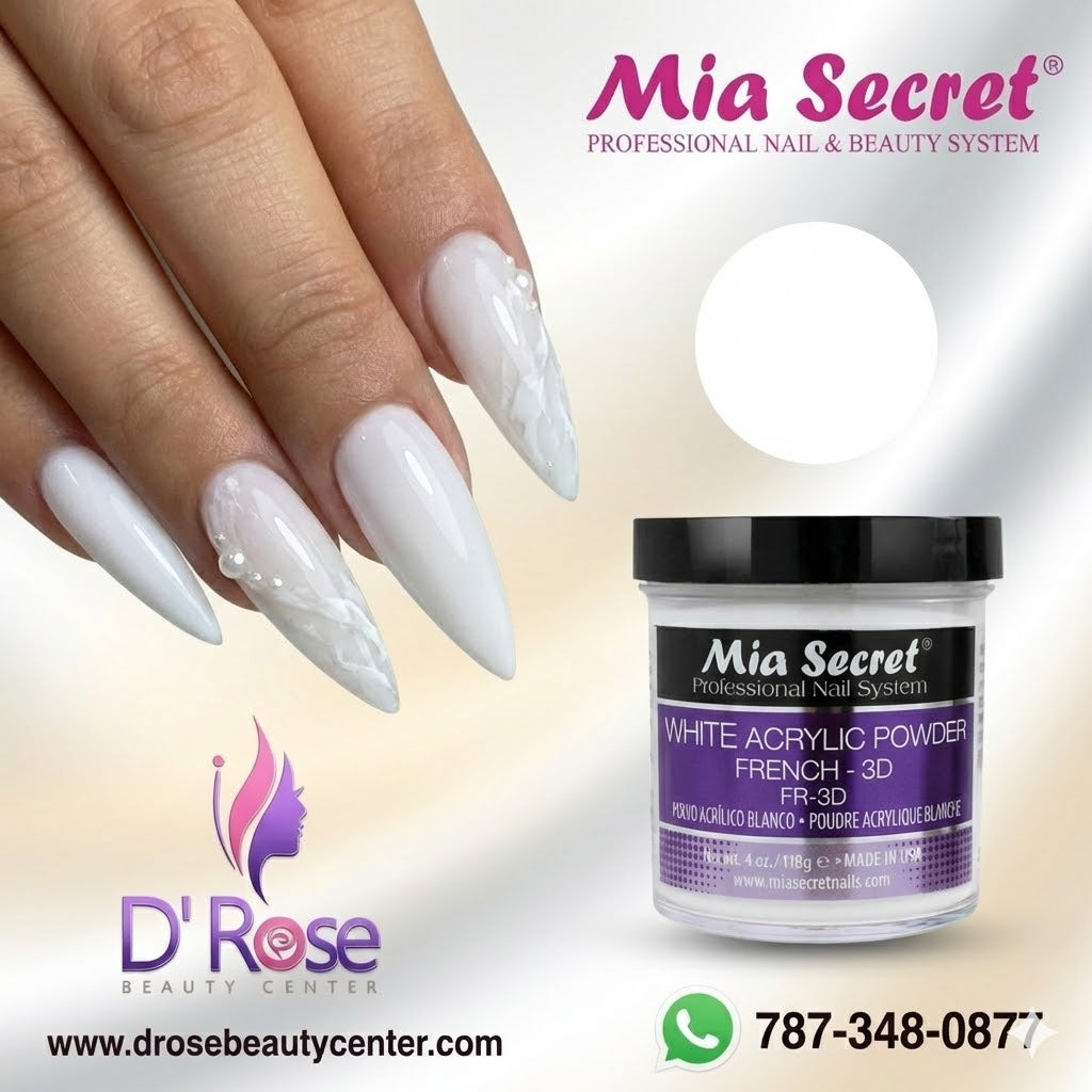 💖✨ Mia Secret® White Acrylic Powder French-3D 4oz | Blanco Puro Profesional ✨💖
