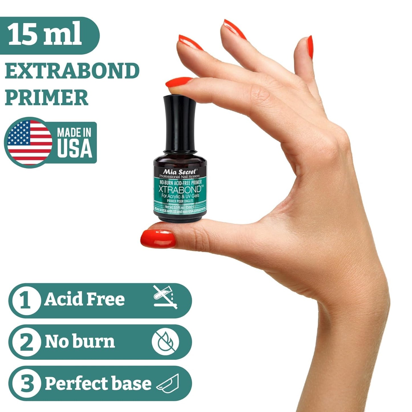💅✨ Mia Secret XTRABOND Primer Acid Free PR-100 ½ oz | Adhesión Profesional Sin Ardor ✨💅