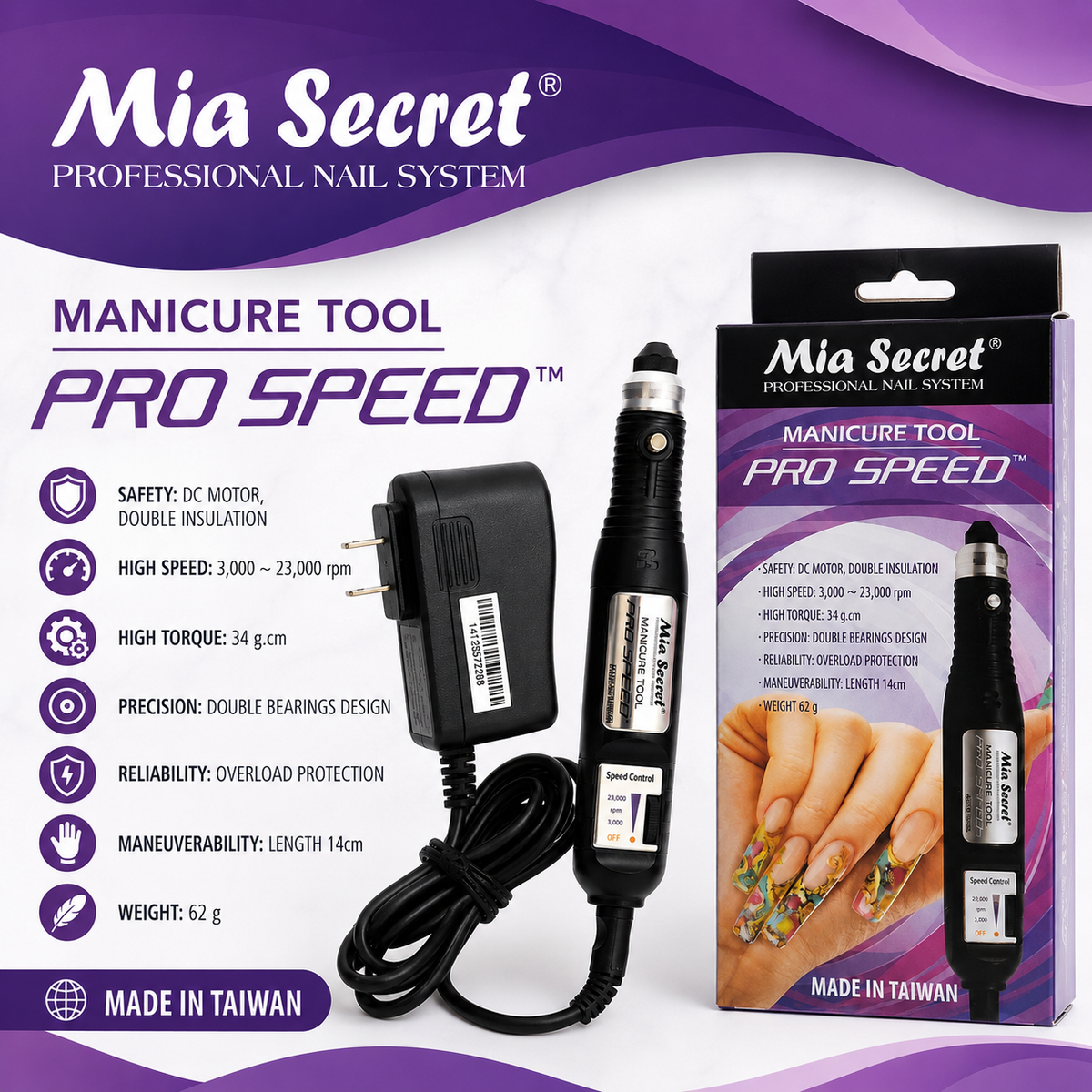 Mia Secret Pro Speed PRO-250 Manicure Tool 3,000–23,000 RPM
