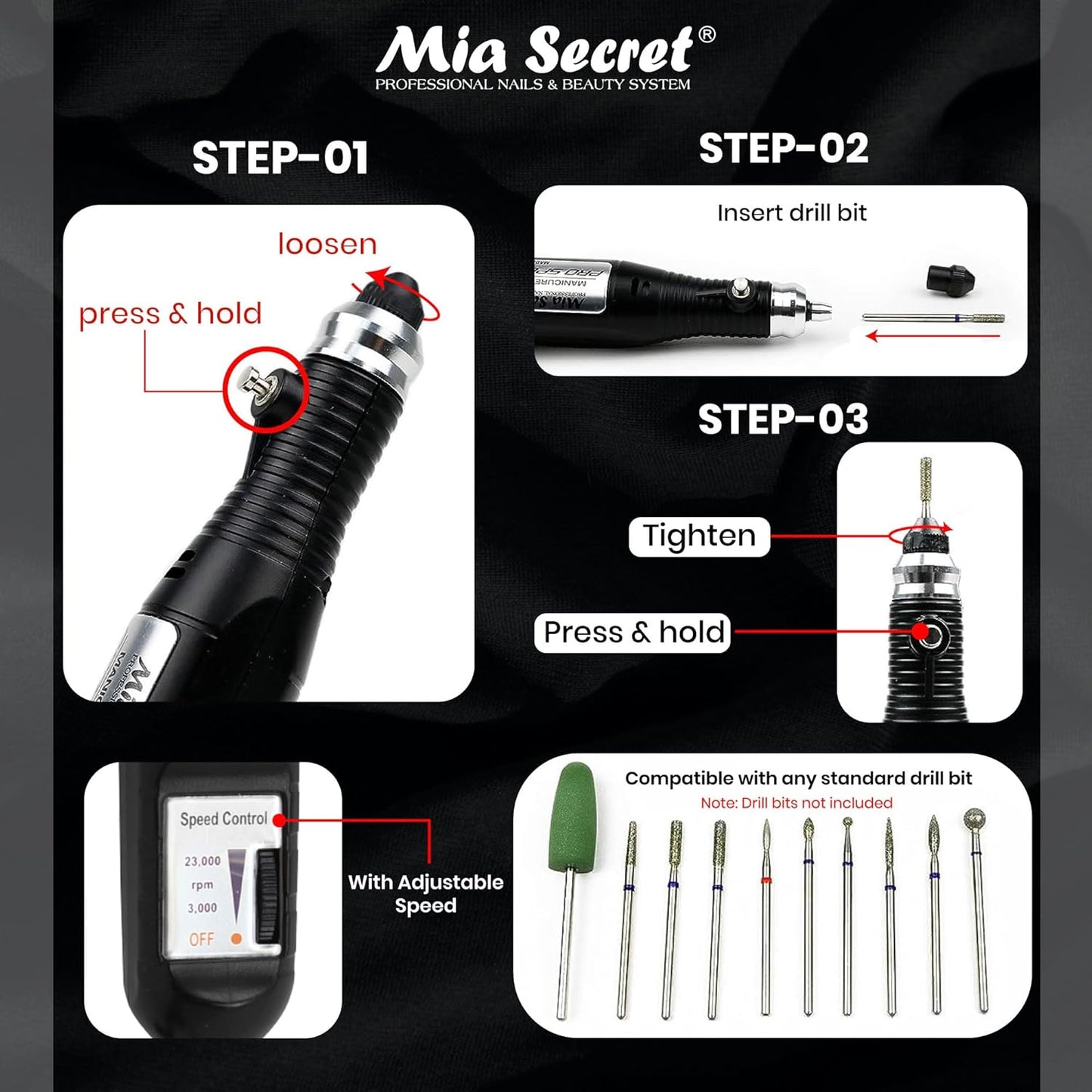 💅 MIA SECRET PRO SPEED DRILL PRO-250 – 23,000 RPM