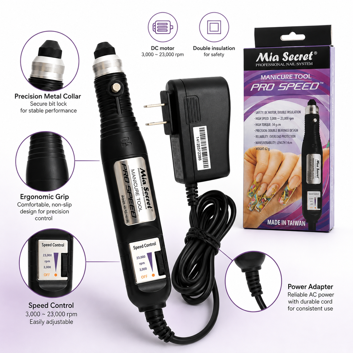 Mia Secret Pro Speed PRO-250 Manicure Tool 3,000–23,000 RPM