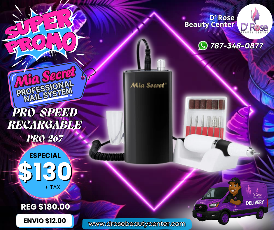 Mia Secret Pro-Speed Drill Recargable PRO-267 30,000 RPM | Pulidor Eléctrico Profesional
