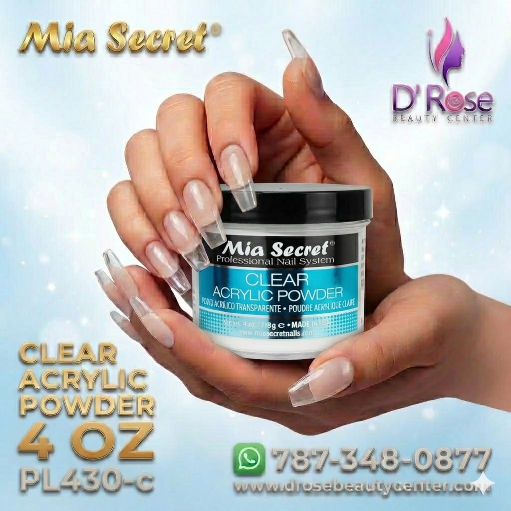 💎✨ Mia Secret® Clear Acrylic Powder 4 oz (118 g) – Acrílico Transparente Profesional PL440-C ✨💎