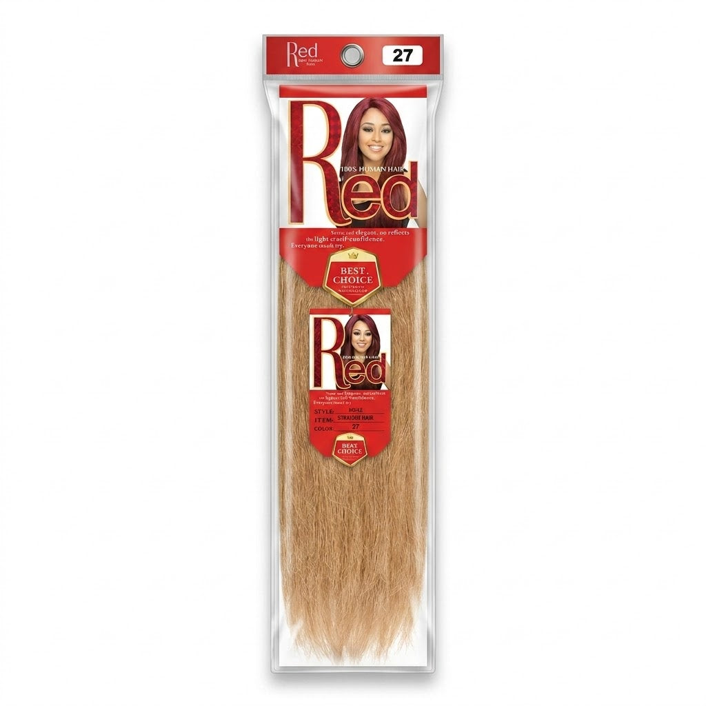 Red 100% Human Hair Straight Hair Color #27 12"