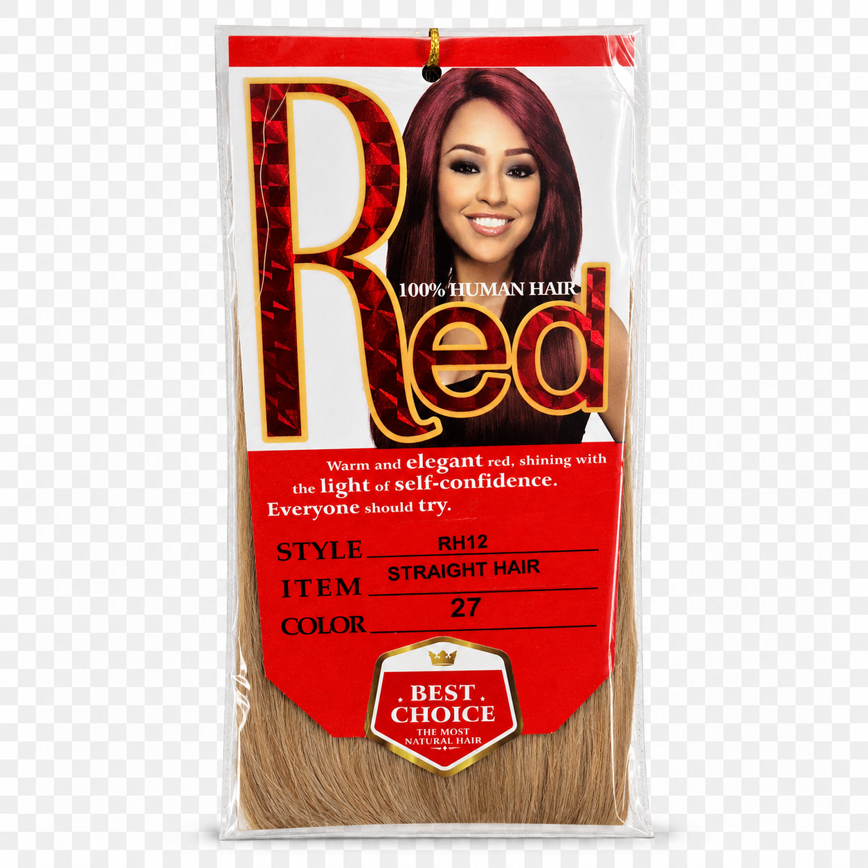 Red 100% Human Hair Straight Hair Color #27 12"