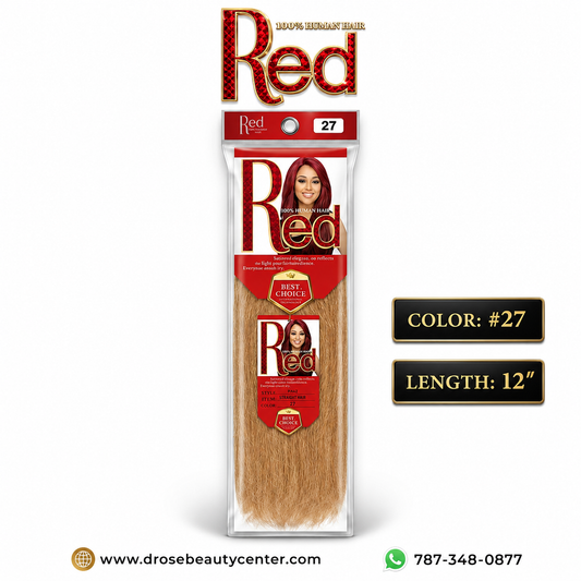 Red 100% Human Hair Straight Hair Color #27 12"