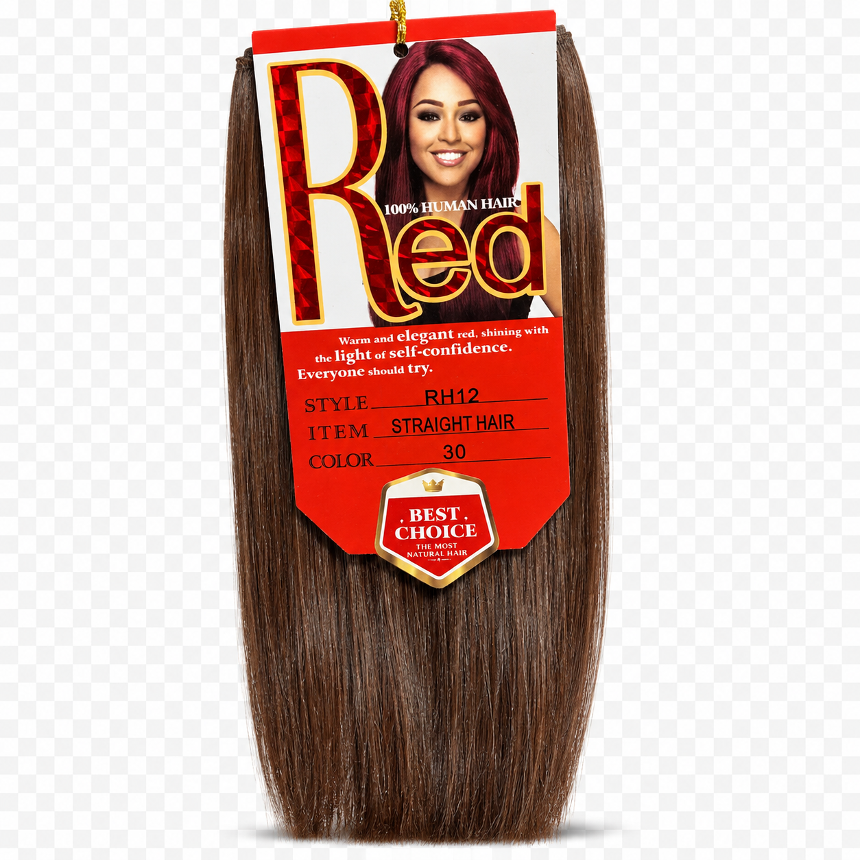 Red 100% Human Hair Straight Hair Color #30 12"