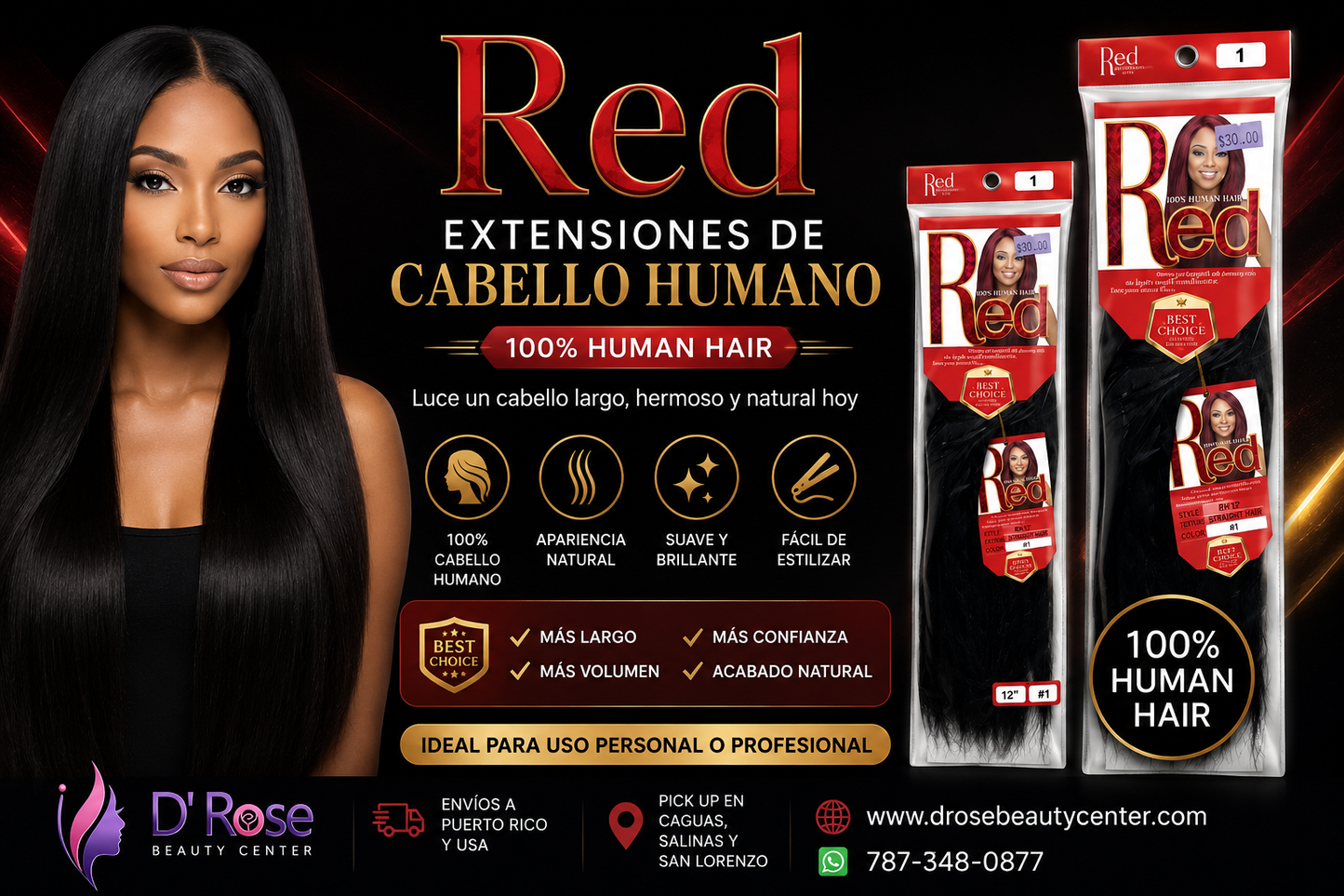 Red 100% Human Hair Straight Hair Color #4 12"