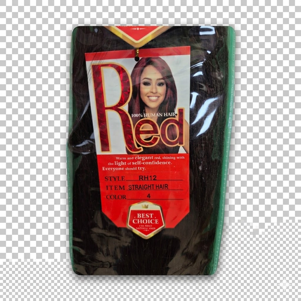Red 100% Human Hair Straight Hair Color #4 12"