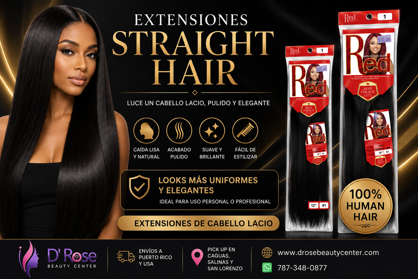Red 100% Human Hair Straight Hair Color #30 18"