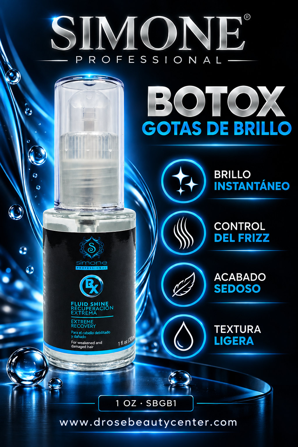 Simone Professional Botox Gotas de Brillo Recuperación Extrema 1 oz