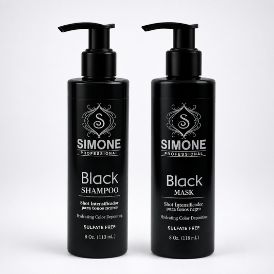 Simone Professional Black Care Kit 2 Piezas – Black Shampoo + Black Mask – SBK2