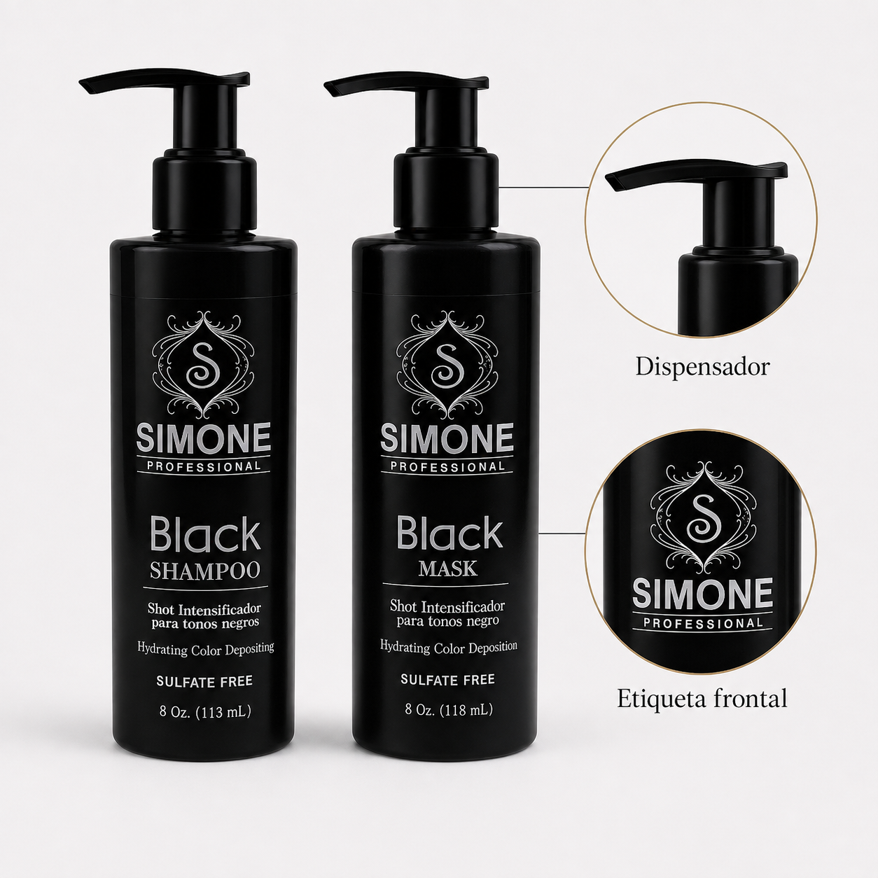 Simone Professional Black Care Kit 2 Piezas – Black Shampoo + Black Mask – SBK2