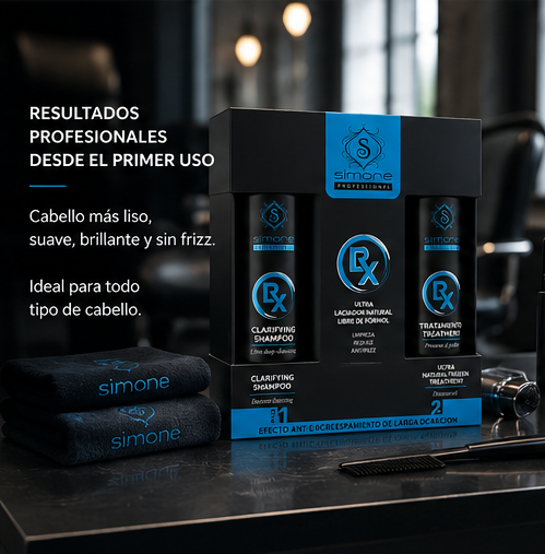 💙 Simone Professional RX Ultra Laciador Natural Kit 2 Pasos Libre de Formol SBKL5