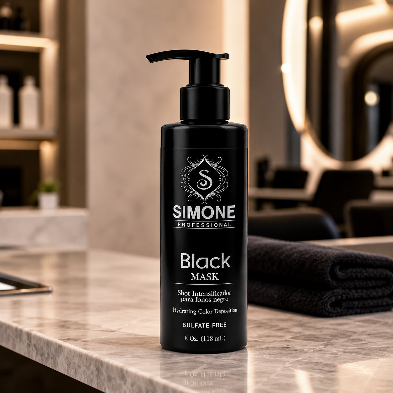 Simone Professional Black Mask 8 oz – Mascarilla Intensificadora para Tonos Negros