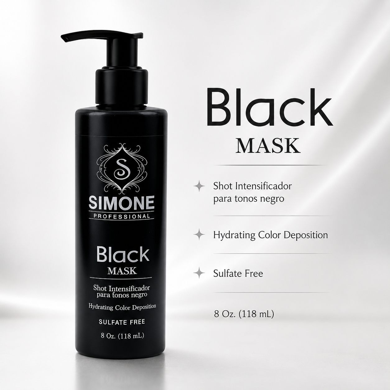 Simone Professional Black Mask 8 oz – Mascarilla Intensificadora para Tonos Negros