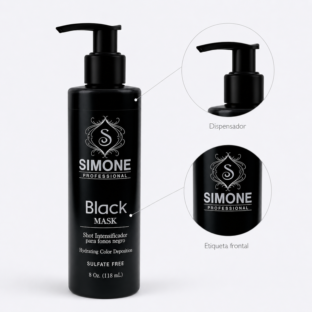 Simone Professional Black Mask 8 oz – Mascarilla Intensificadora para Tonos Negros