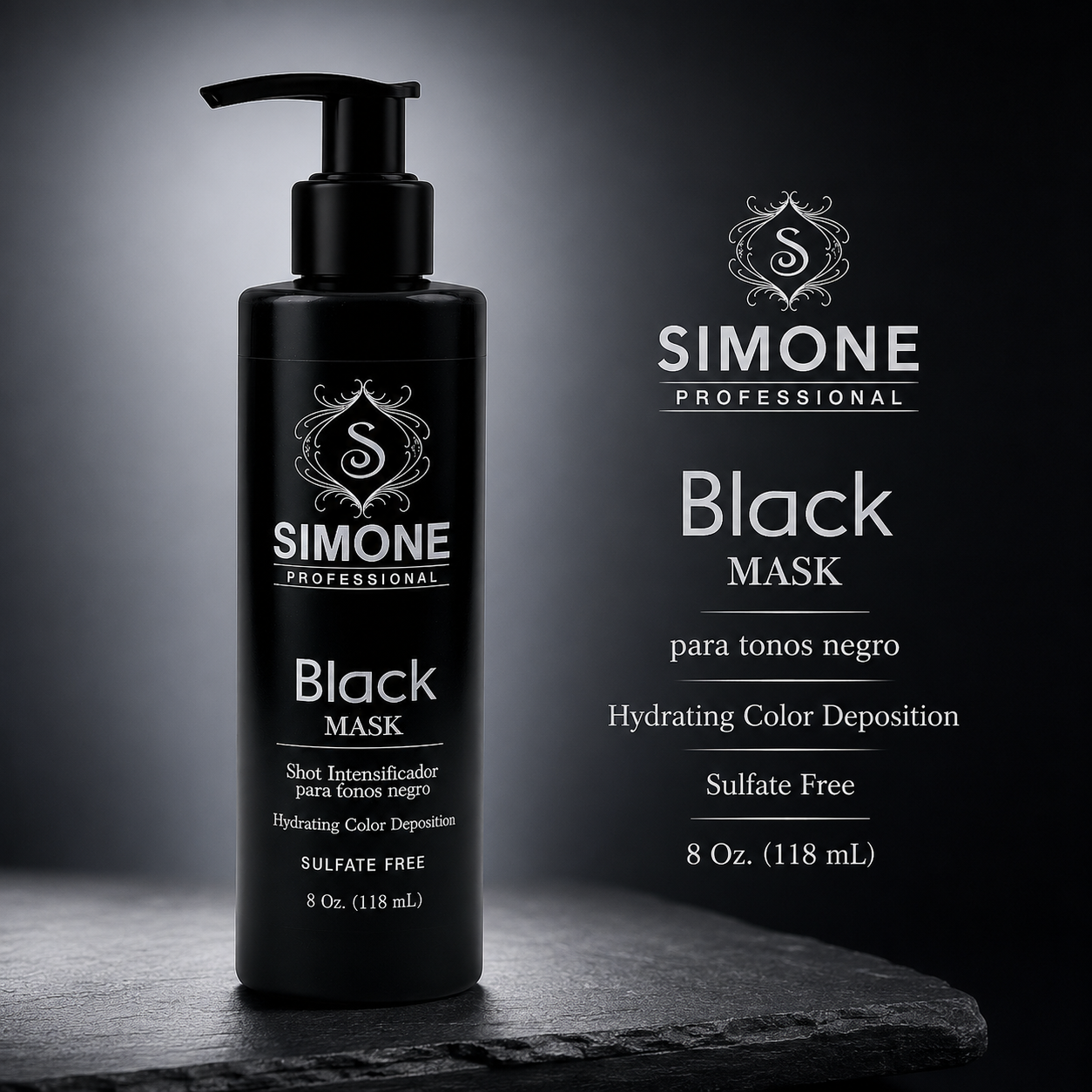 Simone Professional Black Mask 8 oz – Mascarilla Intensificadora para Tonos Negros