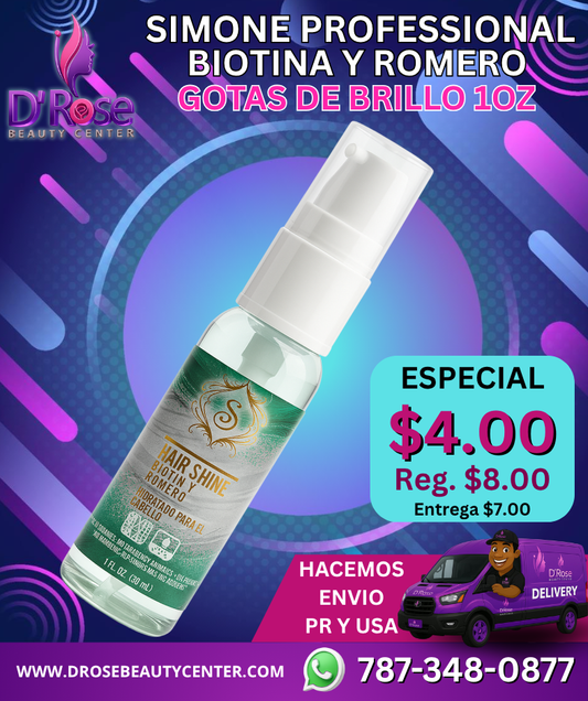 ✨ SIMONE PROFESSIONAL – GOTAS DE BRILLO BIOTINA Y ROMERO 1oz