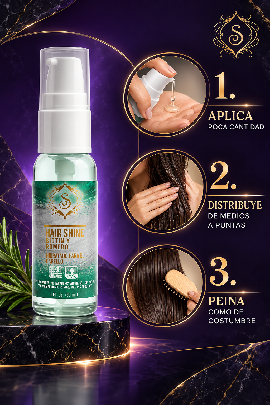 Simone Professional Gotas de Brillo Biotina y Romero 1 oz SBRGB1