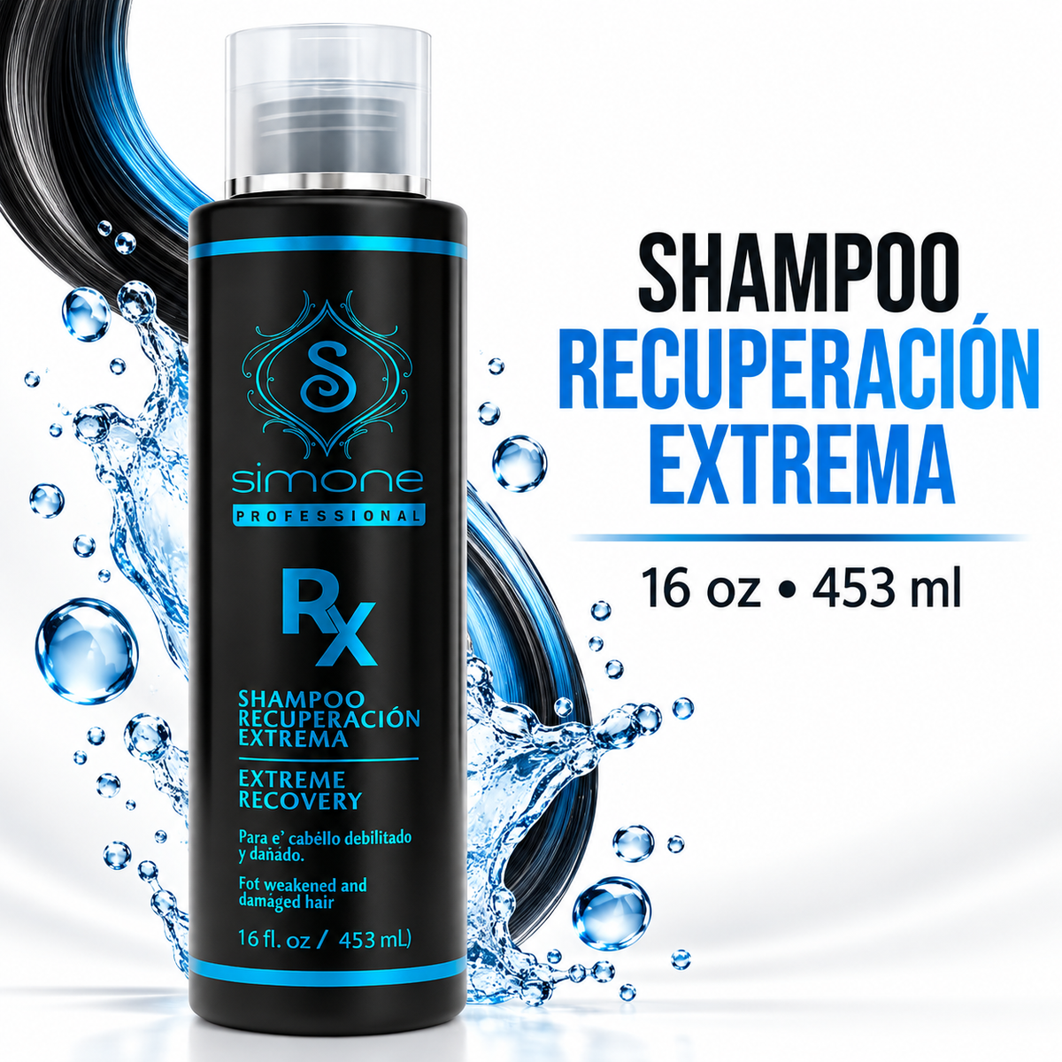 Simone Professional Botox Rx Shampoo Recuperación Extrema 16 oz – SBSH16