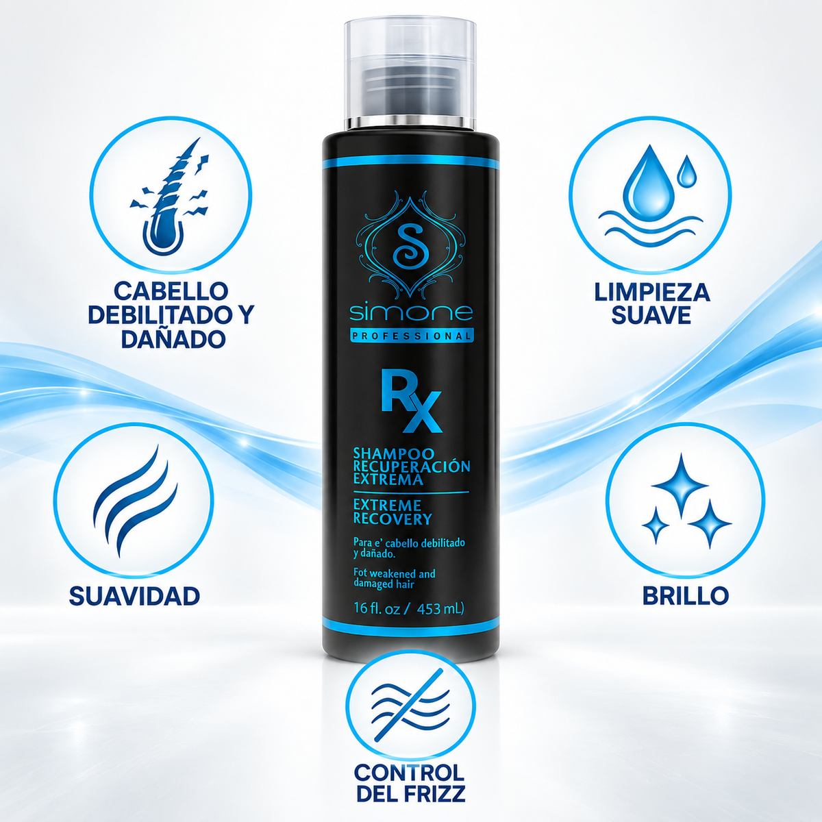 Simone Professional Botox Rx Shampoo Recuperación Extrema 16 oz – SBSH16