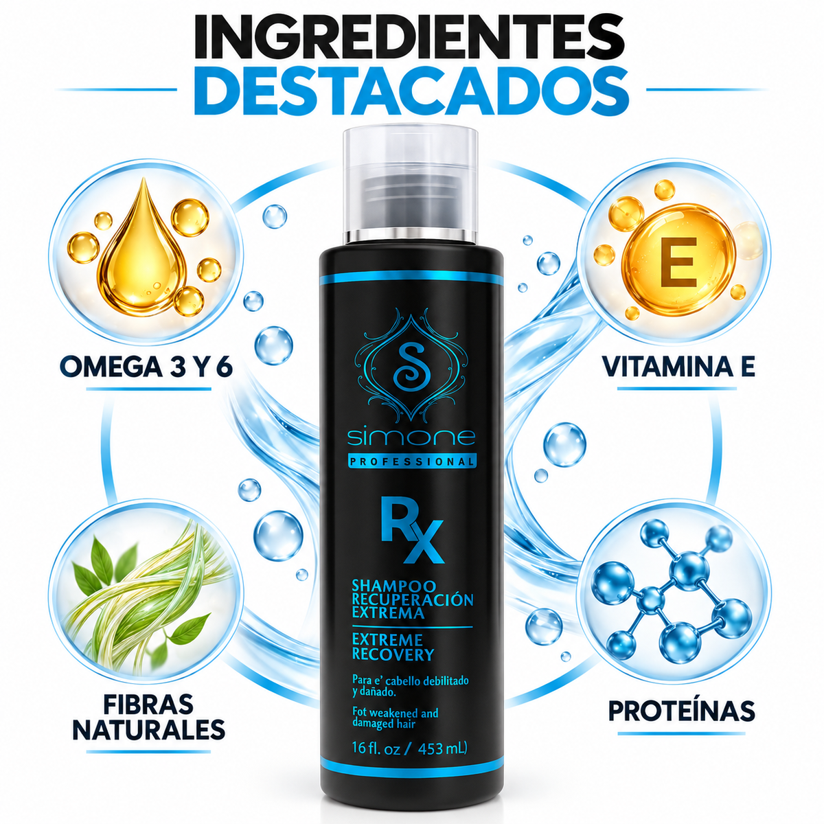 Simone Professional Botox Rx Shampoo Recuperación Extrema 16 oz – SBSH16