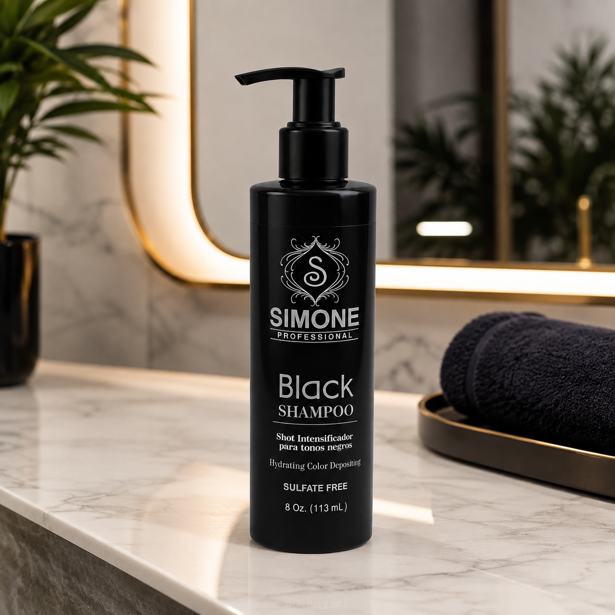 Simone Professional Black Shampoo 8 Oz. (113 mL) – Intensificador para Tonos Negros