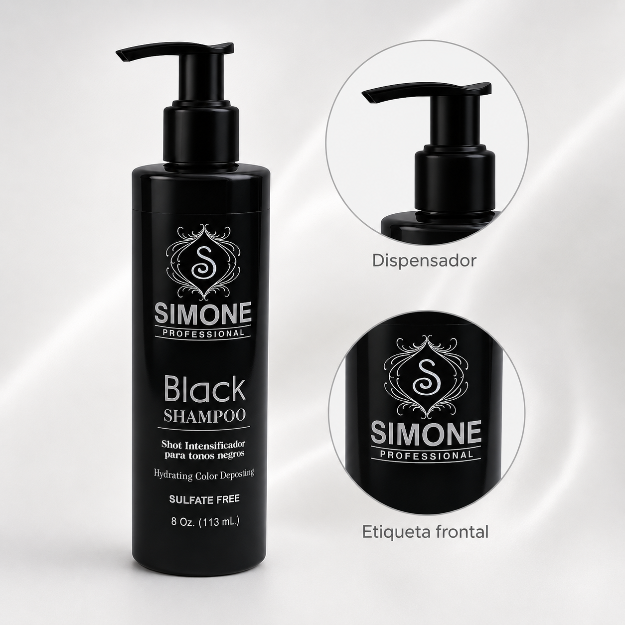 Simone Professional Black Shampoo 8 Oz. (113 mL) – Intensificador para Tonos Negros