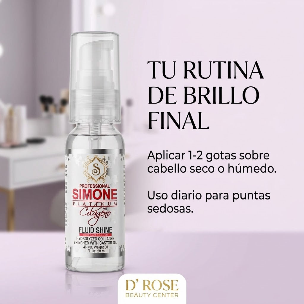 💎 Simone Professional Colágeno Gotas de Brillo Fluid Shine SCGB1 1 oz