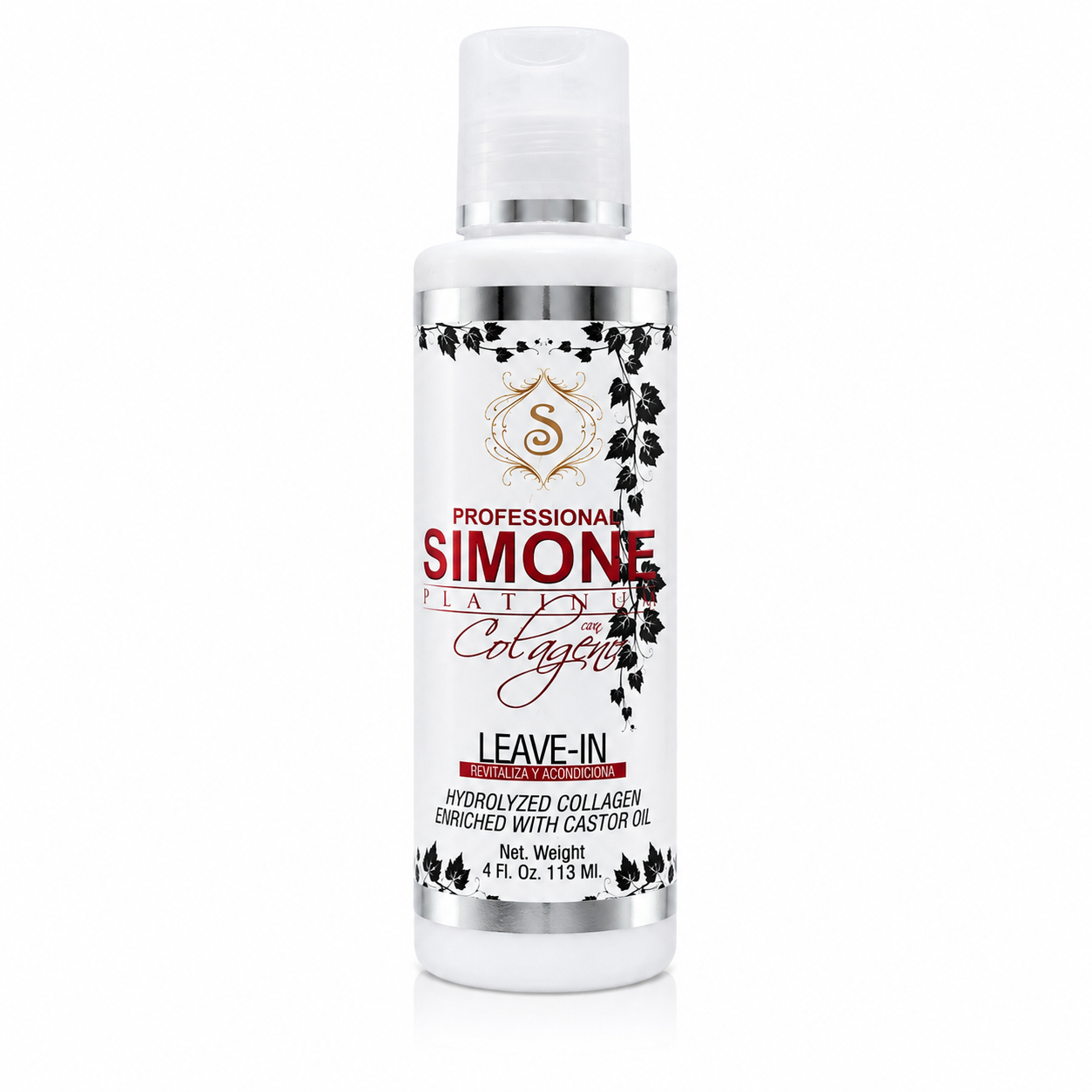 Simone Professional Platinum Leave-In Colágeno y Aceite de Ricino 4 oz SCLI4