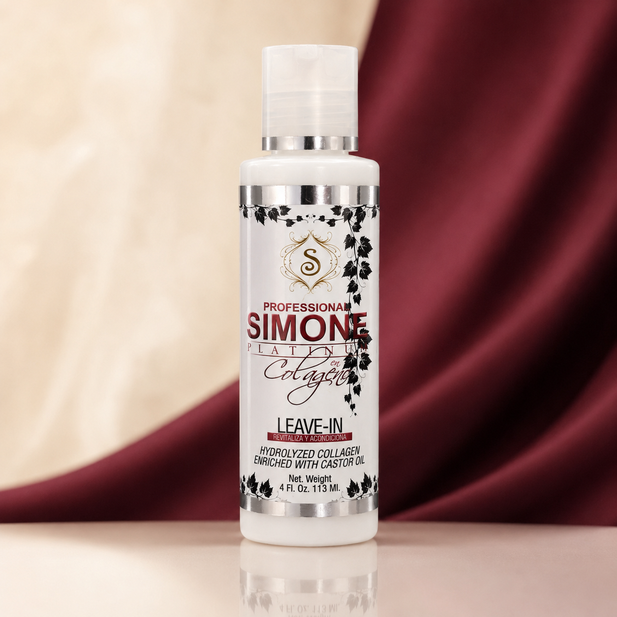 Simone Professional Platinum Leave-In Colágeno y Aceite de Ricino 4 oz SCLI4