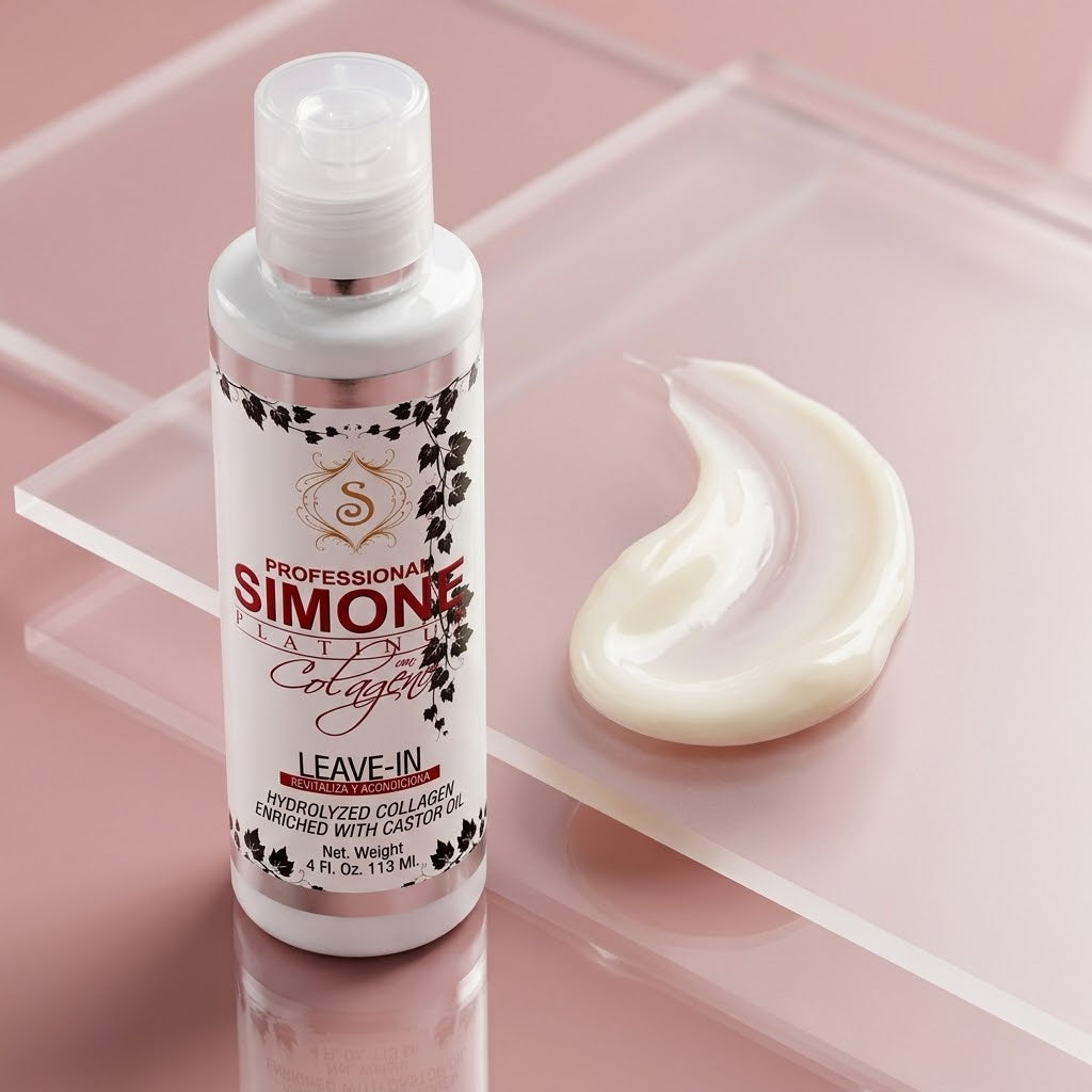 Simone Professional Platinum Leave-In Colágeno y Aceite de Ricino 4 oz SCLI4