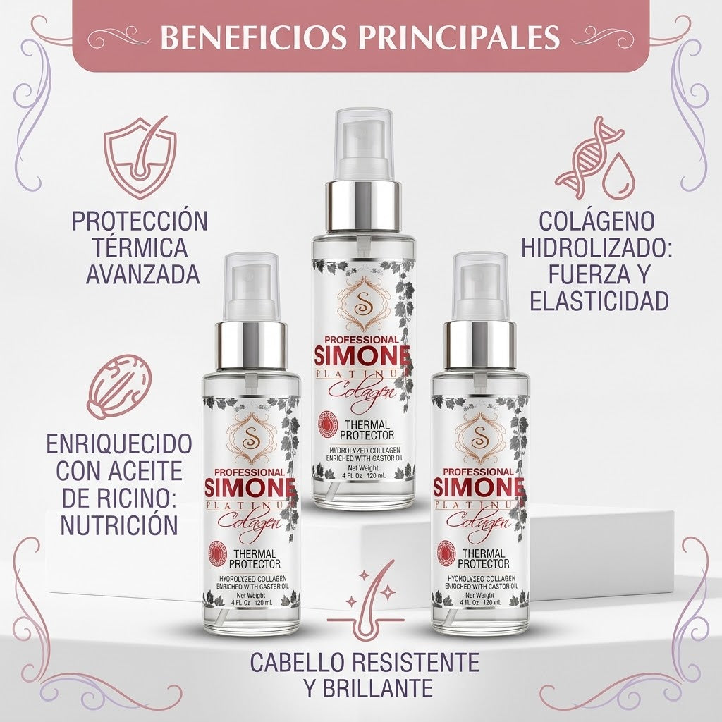 Simone Professional Platinum Collagen Laceador Protector Térmico 4 oz SCLT4