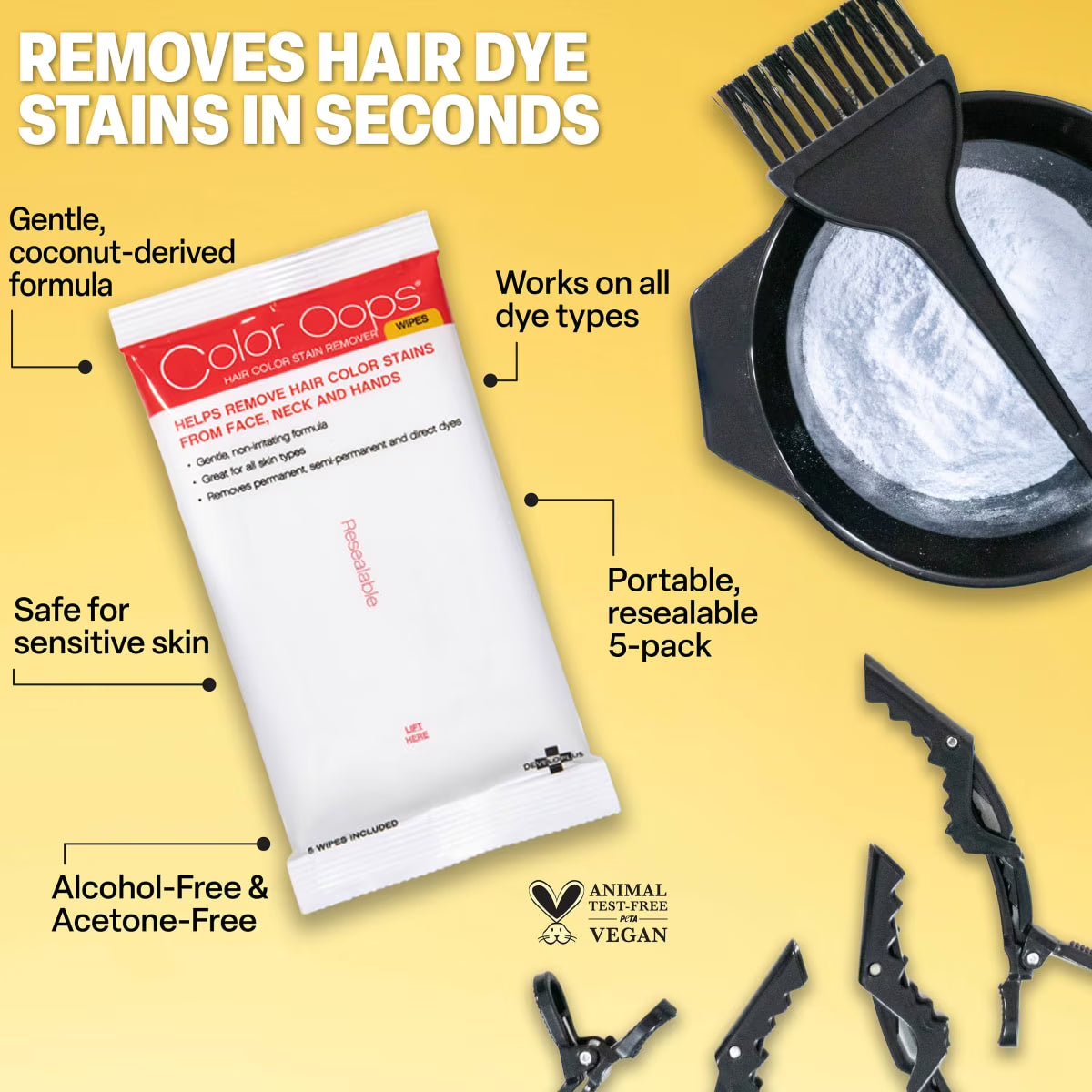 Color Oops Hair Color Remover Wipes Toallitas Eliminadoras de Color Capilar 10 Wipes