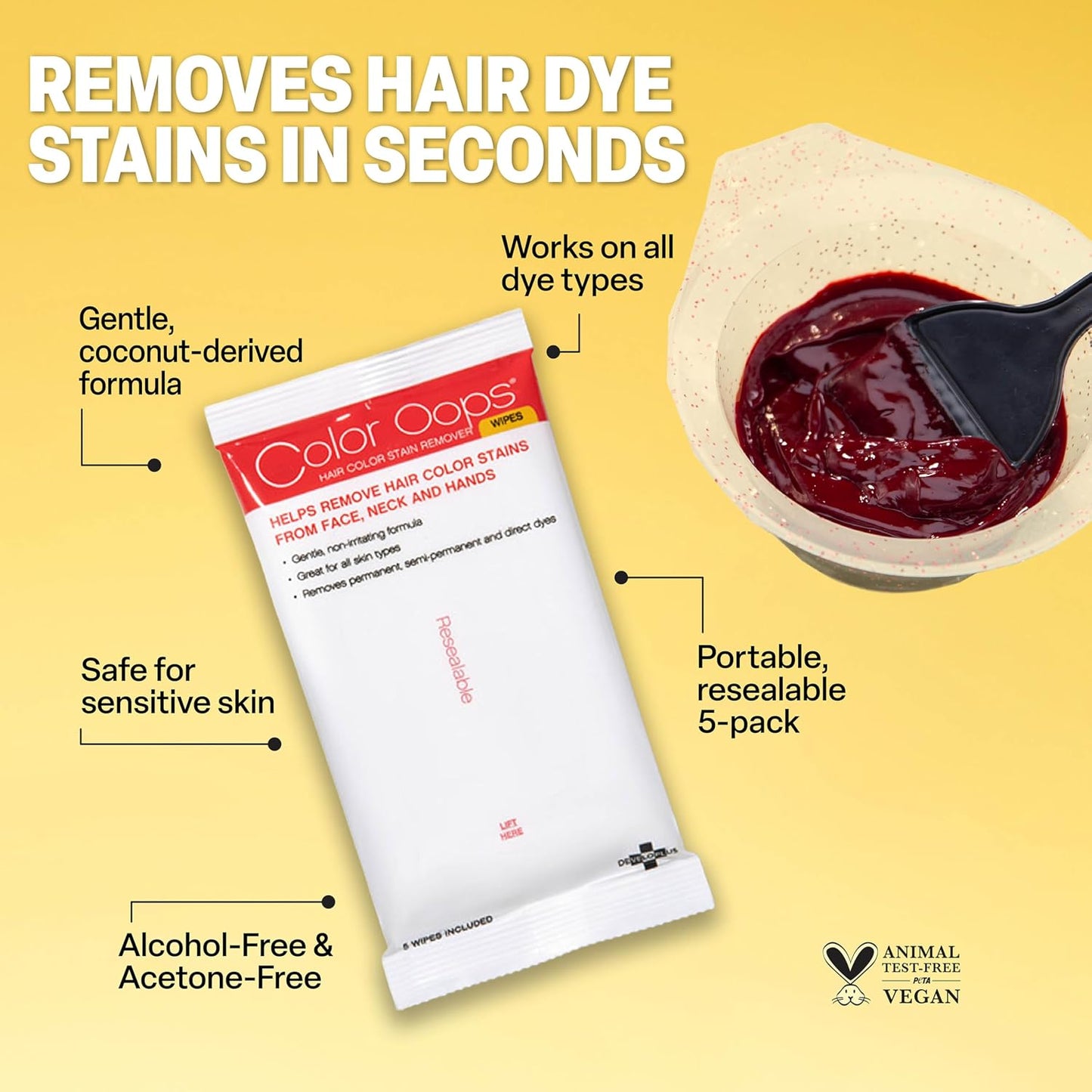 Color Oops Hair Color Remover Wipes Toallitas Eliminadoras de Color Capilar 10 Wipes