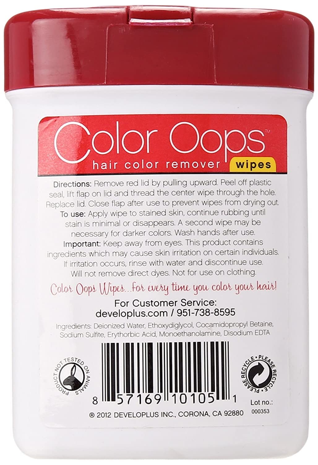Color Oops Hair Color Remover Wipes Toallitas Eliminadoras de Color Capilar 10 Wipes