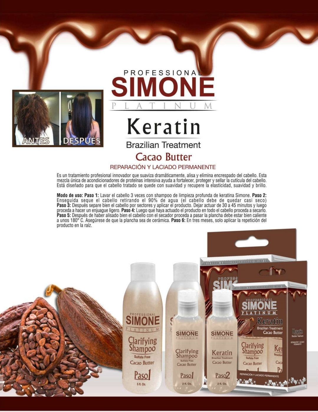 💎 SIMONE PROFESSIONAL KERATINA CHOCOLATE – KIT ALACIANTE 5oz