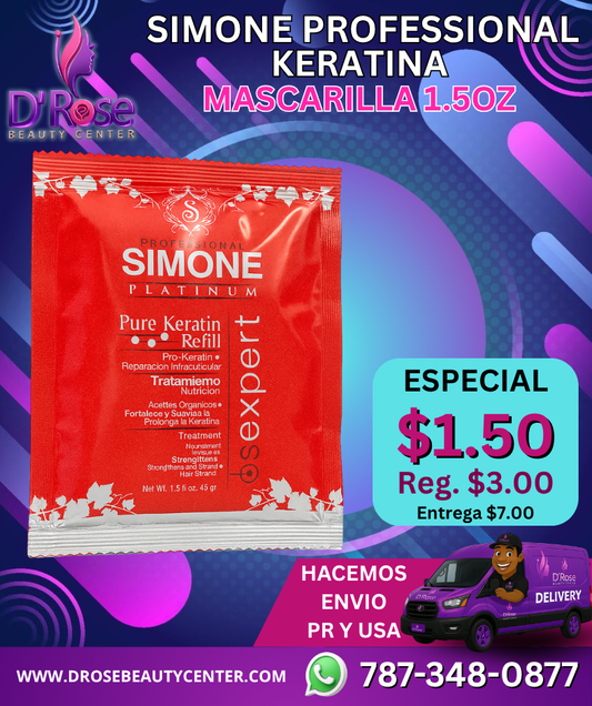 ❤️ SIMONE PROFESSIONAL KERATINA – MASCARILLA 1.5oz
