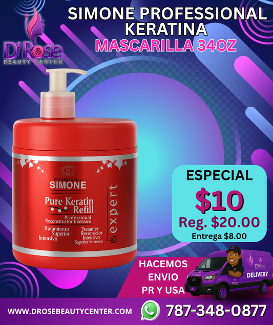 🧴 SIMONE PROFESSIONAL KERATINA – MASCARILLA RECONSTRUCTORA 34oz
