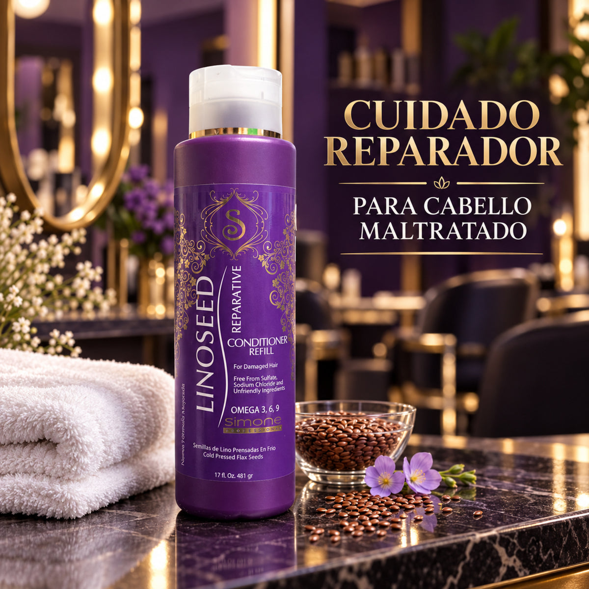 Simone Professional Linoseed Reparative Acondicionador Reparador 17 oz SLA16
