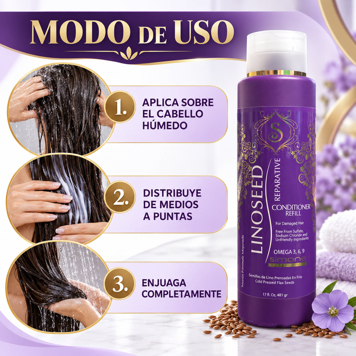 Simone Professional Linoseed Reparative Acondicionador Reparador 17 oz SLA16