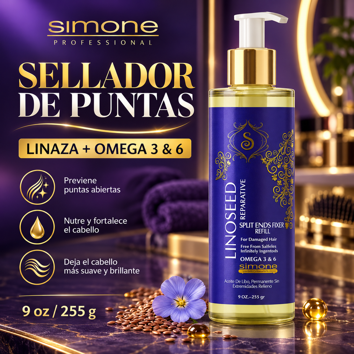 Simone Professional Linoseeds Sellador de Puntas 9 oz – SLGB9