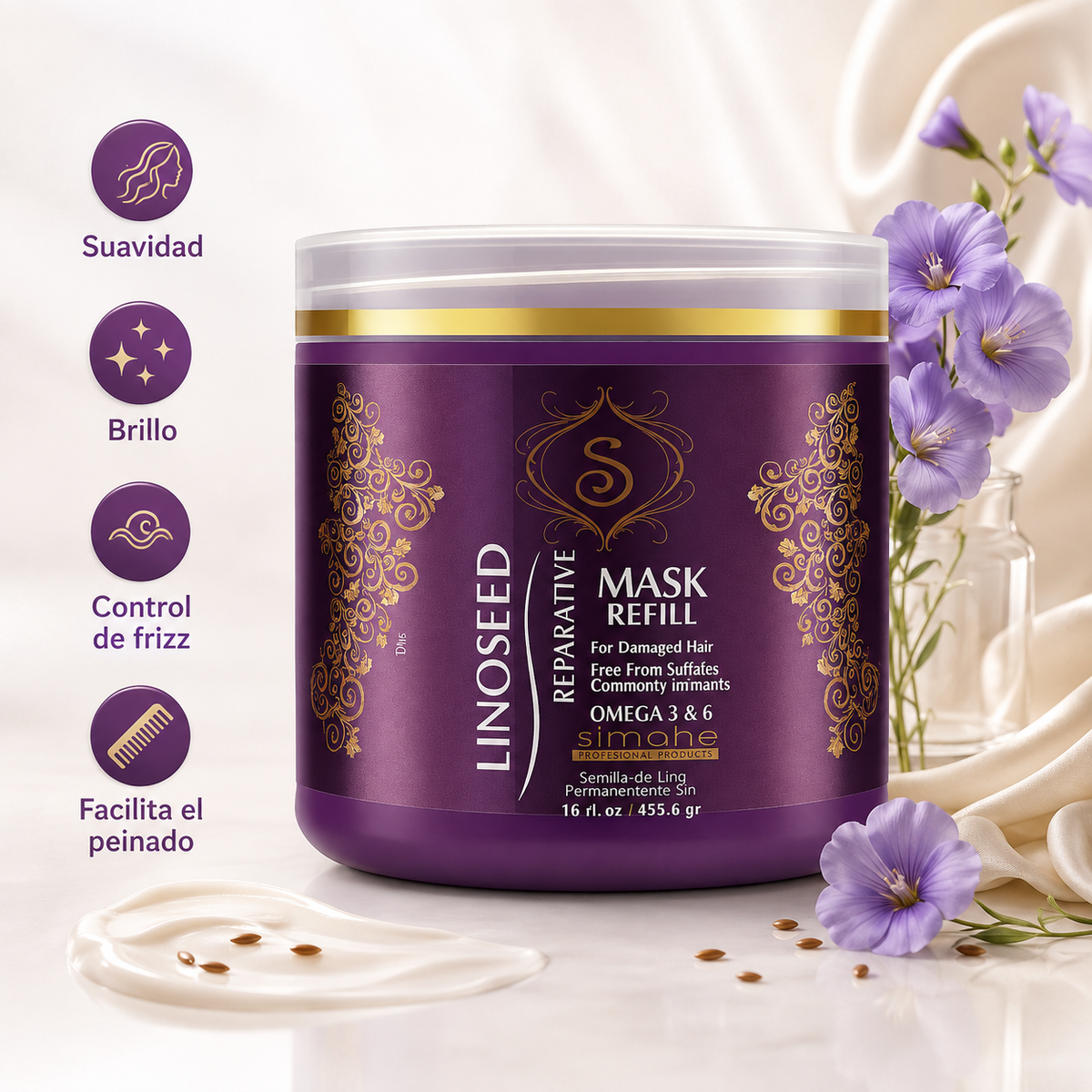 SIMONE Professional Linoseeds Mascarilla Reparadora 16oz SLM16