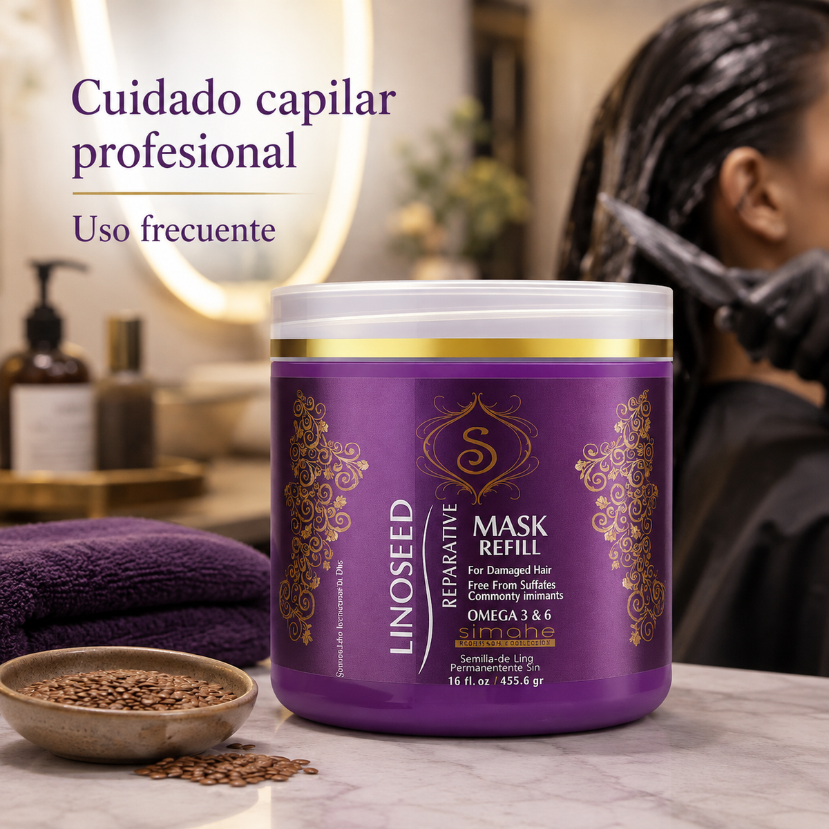 SIMONE Professional Linoseeds Mascarilla Reparadora 16oz SLM16