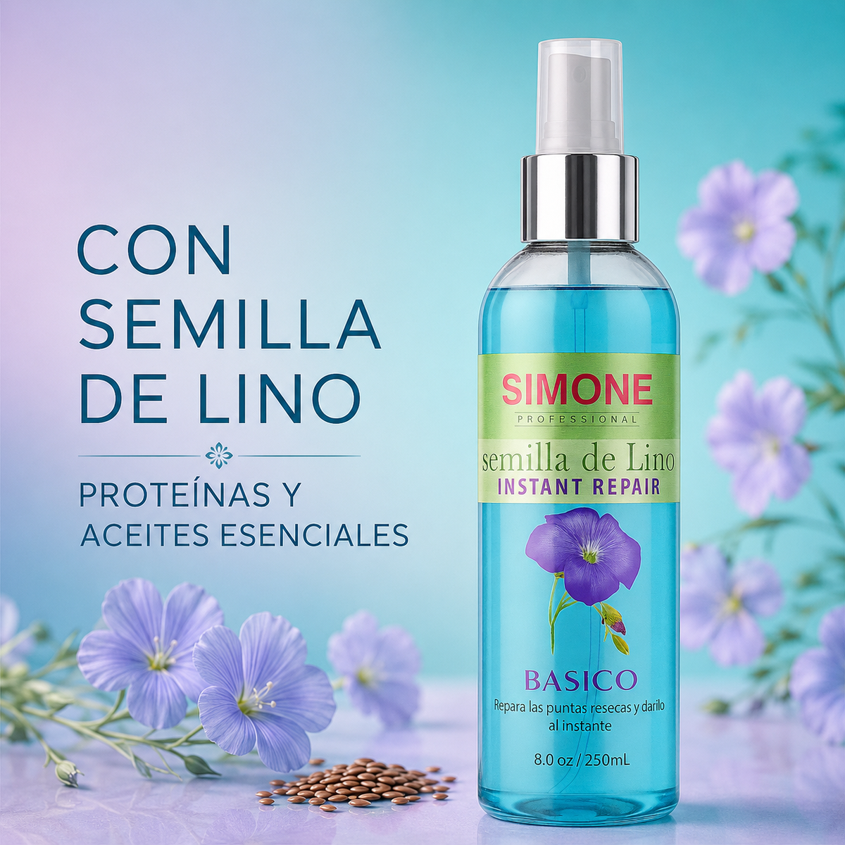 Simone Professional Linoseeds Spray Bifásico Instant Repair 8 oz