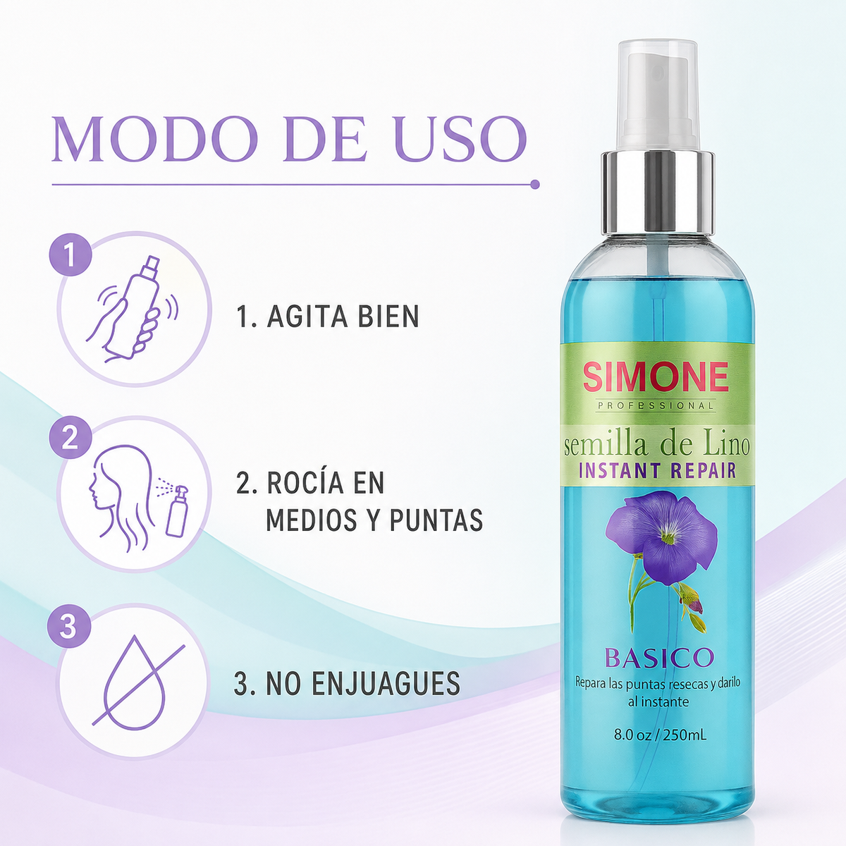 Simone Professional Linoseeds Spray Bifásico Instant Repair 8 oz