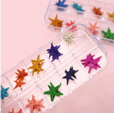 Spiral Kit de Estrellas de Mar 3D para Nail Art Multicolor 60 Piezas SNAEMS