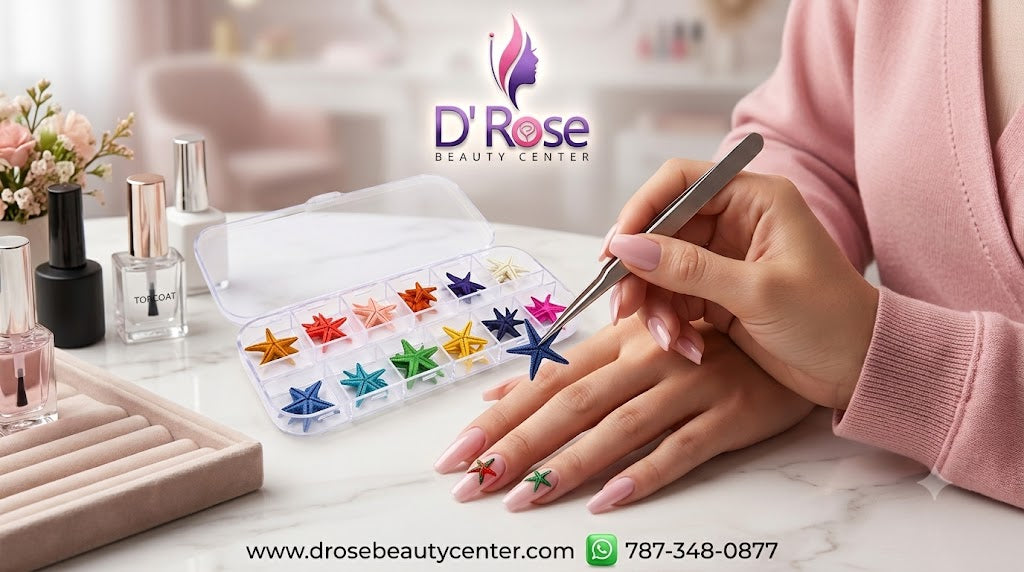 Spiral Kit de Estrellas de Mar 3D para Nail Art Multicolor 60 Piezas SNAEMS