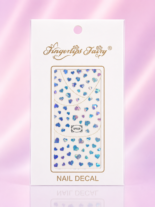 Fingertips Fairy Nail Decal Art SP028 – Stickers de Corazones Iridiscentes para Uñas